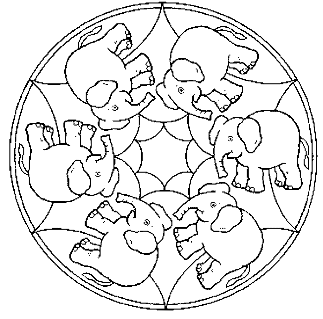 Coloriage Mandala elephant